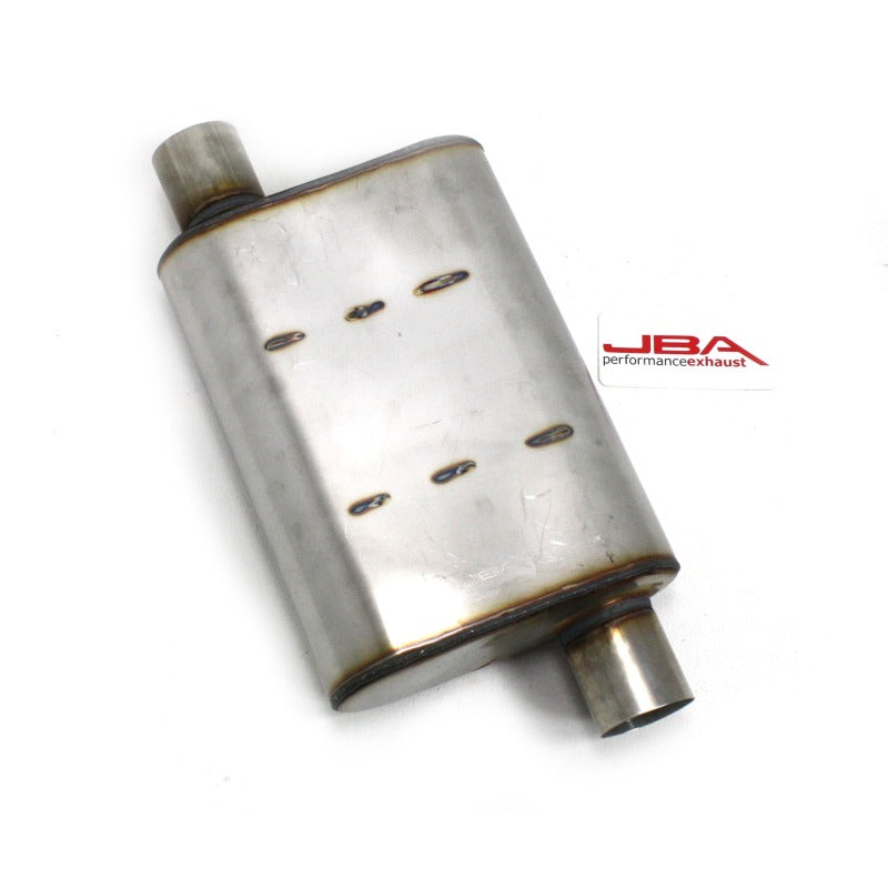 JBA Universal Chambered Style 304SS Muffler 13x9.75x4 2.5in Inlet Diameter Offset/Offset Muffler JBA