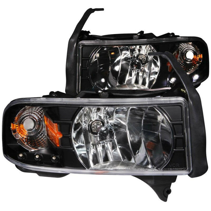 ANZO 1994-2001 Dodge Ram Crystal Headlights Black w/ LED Headlights ANZO
