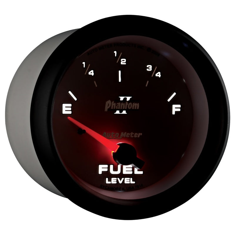 AutoMeter Gauge Fuel Level 2-5/8in. 240 Ohm(e) to 33 Ohm(f) Elec Phantom II Gauges AutoMeter