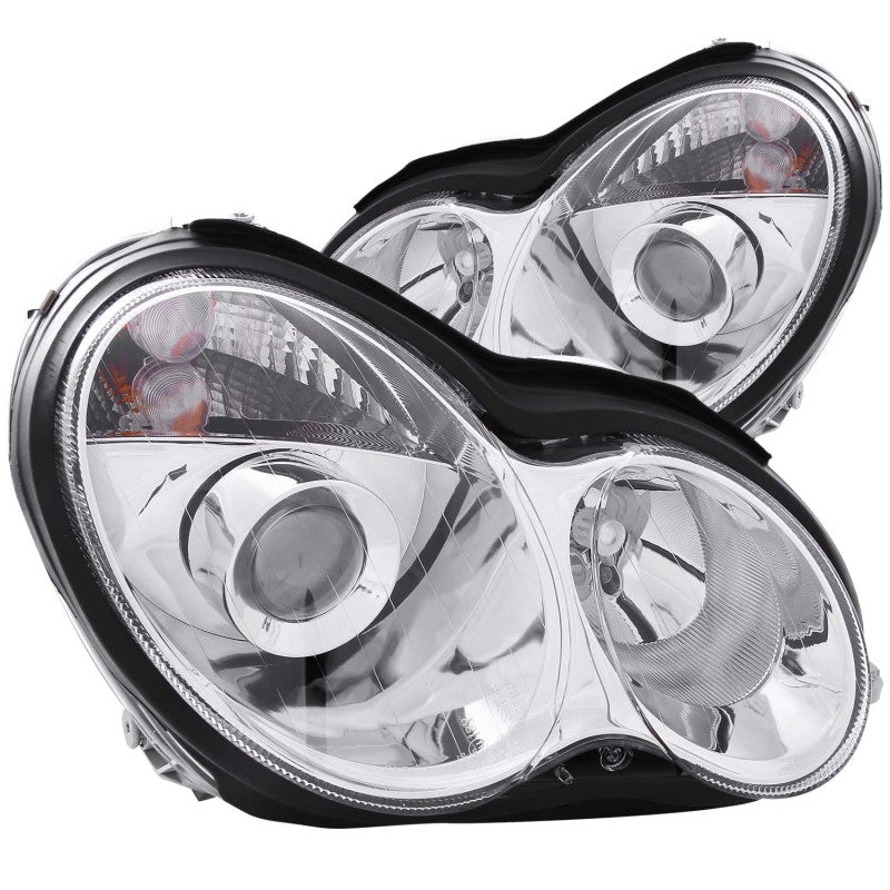 ANZO 2001-2007 Mercedes Benz C Class W203 Projector Headlights Chrome Headlights ANZO