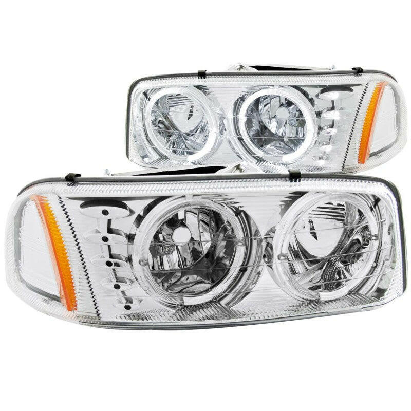 ANZO 1999-2006 GMC Sierra 1500 Crystal Headlights w/ Halo and LED Chrome Headlights ANZO