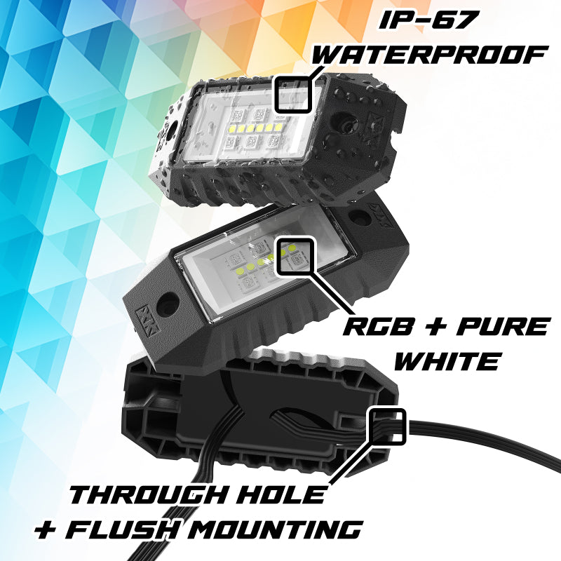 XK Glow RGBW 12pc Addressable LED Rock Light Kit Light Bars & Cubes XKGLOW