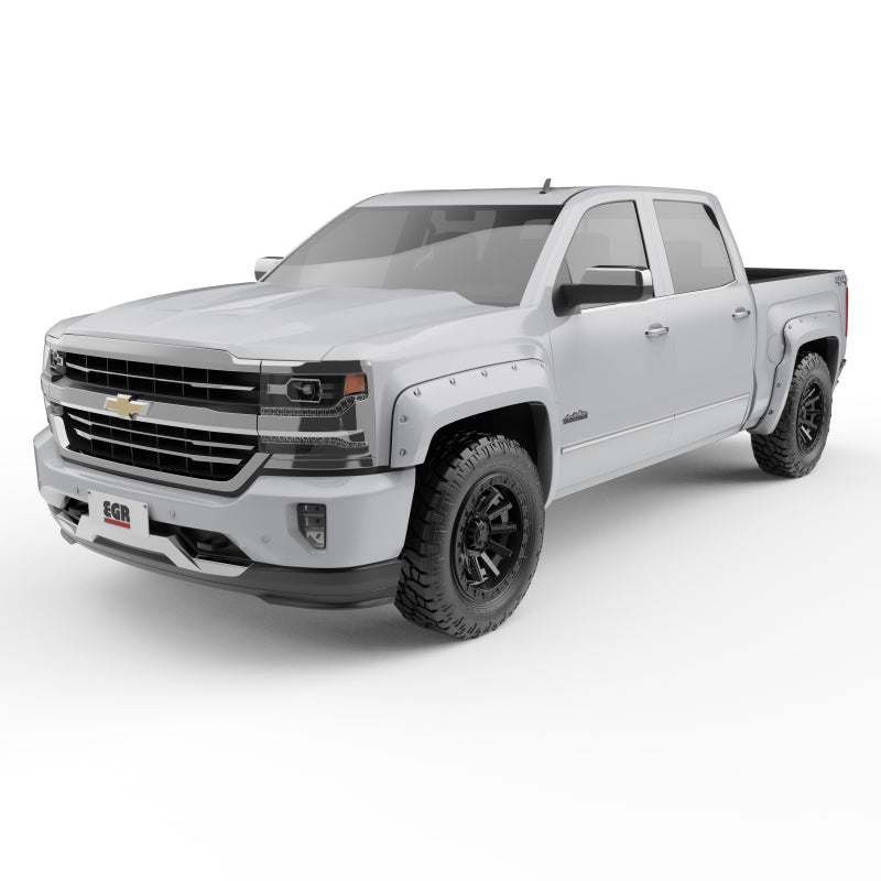 EGR 14+ Chev Silverado 5ft Bed Bolt-On Look Color Match Fender Flares - Set - Summit White Fender Flares EGR