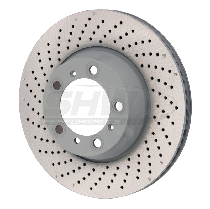SHW 15-16 Porsche 911 Carrera 4GTS 3.8L w/o Ceramics Left Rr Drill-Dimp MB Brake Rotor (99635240502) Brake Rotors - Drilled SHW Performance