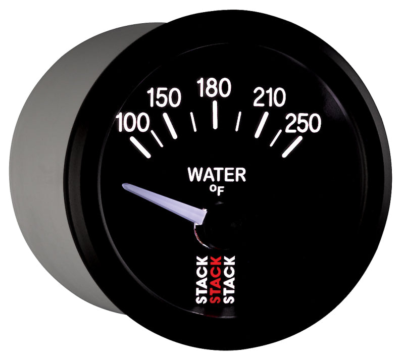 Autometer Stack 52mm 100-250 Deg F 1/8in NPTF Electric Water Temp Gauge - Black Gauges AutoMeter
