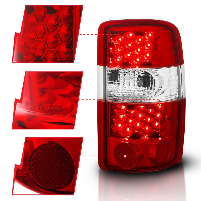 ANZO 2000-2006 Chevrolet Suburban LED Taillights Red/Clear Tail Lights ANZO