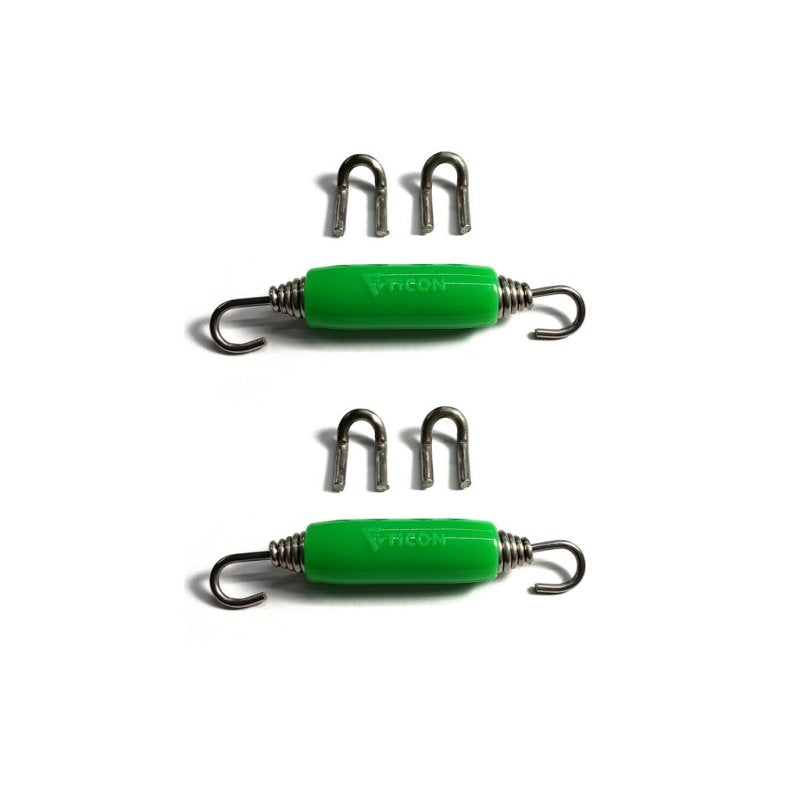 Ticon Industries Green Silicone Titanium Spring Tab and Spring Kit (4 Tabs/2 Springs) - 2 Pack Exhaust Hooks Ticon