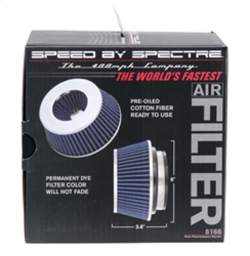 Spectre Adjustable Conical Air Filter 2-1/2in. Tall (Fits 3in. / 3-1/2in. / 4in. Tubes) - Blue Air Filters - Universal Fit Spectre