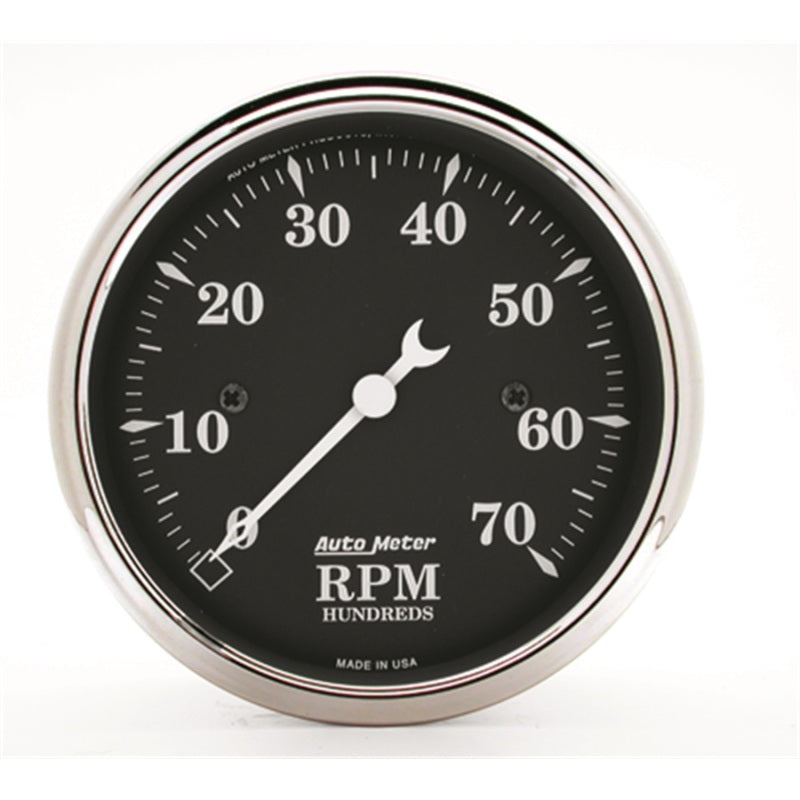 AutoMeter Gauge Tachometer 3-1/8in. 7K RPM In-Dash Old Tyme Black Gauges AutoMeter