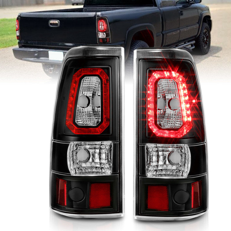 ANZO 2003-2006 Chevy Silverado 1500 LED Taillights Plank Style Black w/Clear Lens Tail Lights ANZO