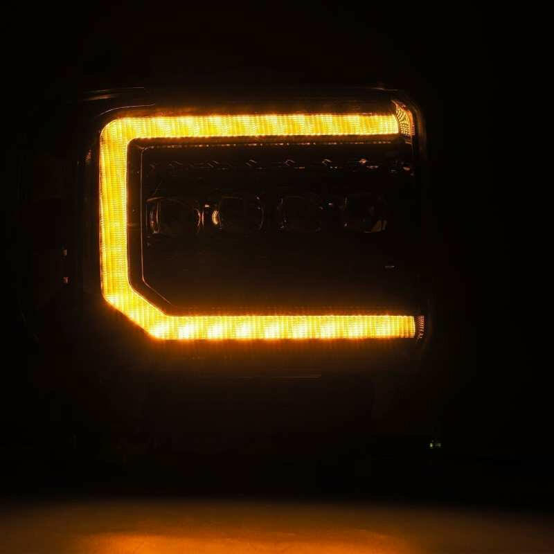 AlphaRex 14-18 GMC Sierra NOVA LED Proj Headlights Plnk Style Alpha Blk w/Activ Light/Seq Signal/DRL Headlights AlphaRex