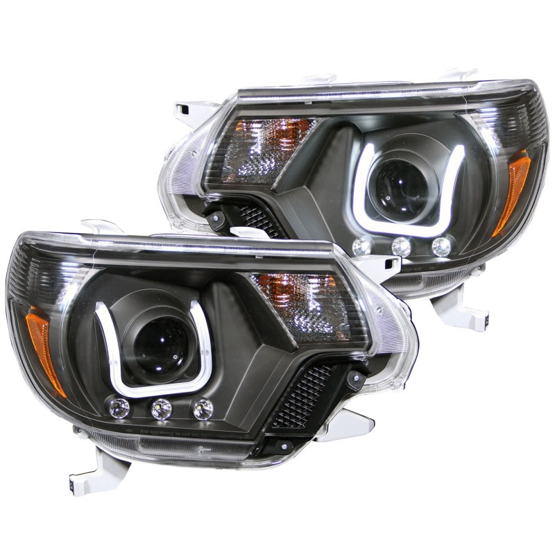 ANZO 2012-2015 Toyota Tacoma Projector Headlights w/ U-Bar Black Headlights ANZO