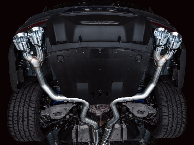 AWE 2024 Ford Mustang Dark Horse S650 RWD Track Edition Cat-Back Exhaust w/ Quad Chrome Silver Tips Catback AWE Tuning