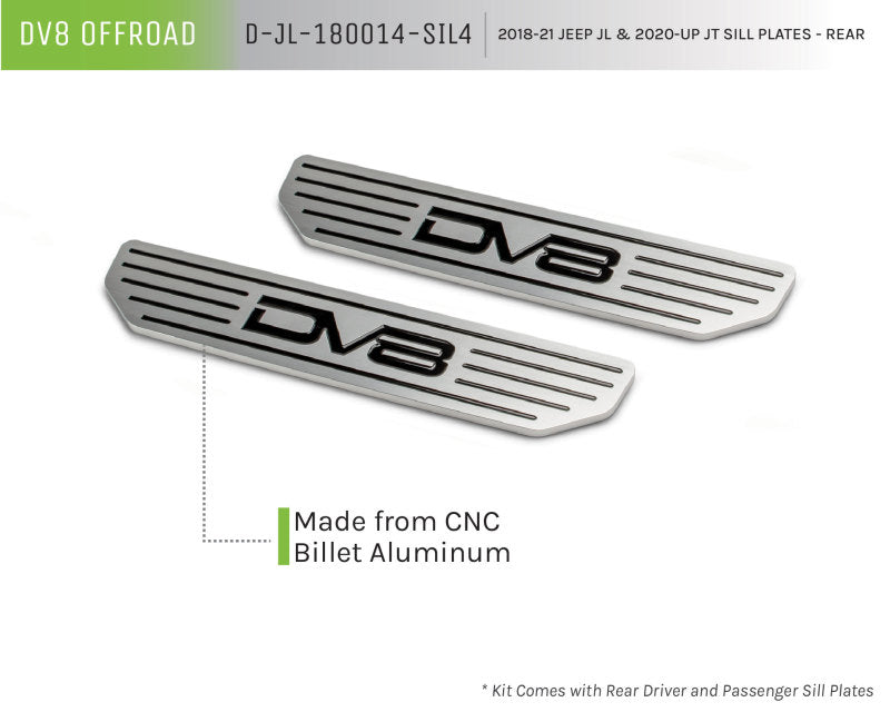 DV8 Offroad 2018-2019 Jeep Gladiator JL Rear Sill Plates Body Armor & Rock Rails DV8 Offroad