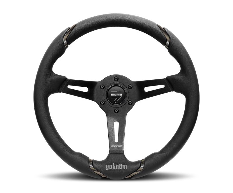 Momo Gotham Steering Wheel 350 mm - Black Leather/Black Spokes Steering Wheels MOMO