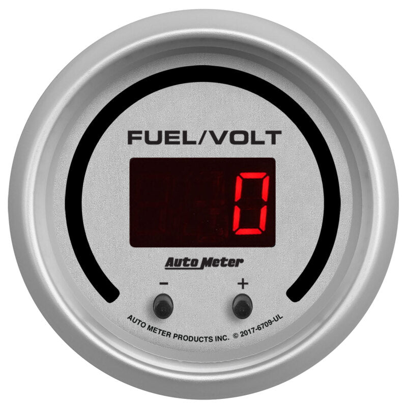 Autometer 52.4mm Silver Switchable 0-100 Fuel Level/8-18V Voltmeter Ultra-Lite Elite Digital Gauge Gauges AutoMeter