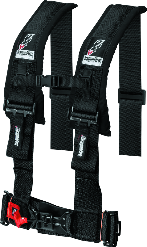 DragonFire Racing Harness- H-Style- 4-Point- 3in Buckle- Black Seat Belts & Harnesses DragonFire Racing
