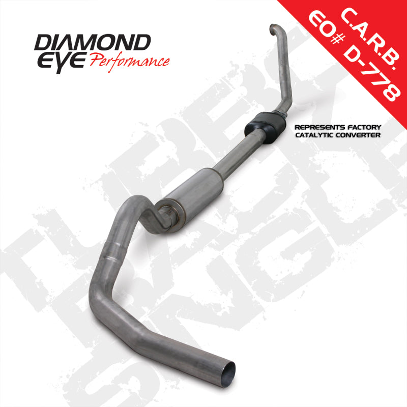 Diamond Eye KIT 4in TB SGL SS: 94-97 FORD 7.3L F250/F350 PWRSTROKE NFS W/ CARB EQUIV STDS Turbo Back Diamond Eye Performance