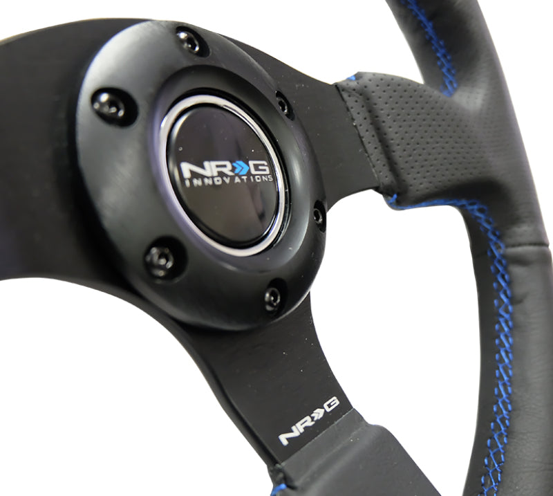 NRG Reinforced Steering Wheel (320mm) Black Leather w/Blue Stitching Steering Wheels NRG