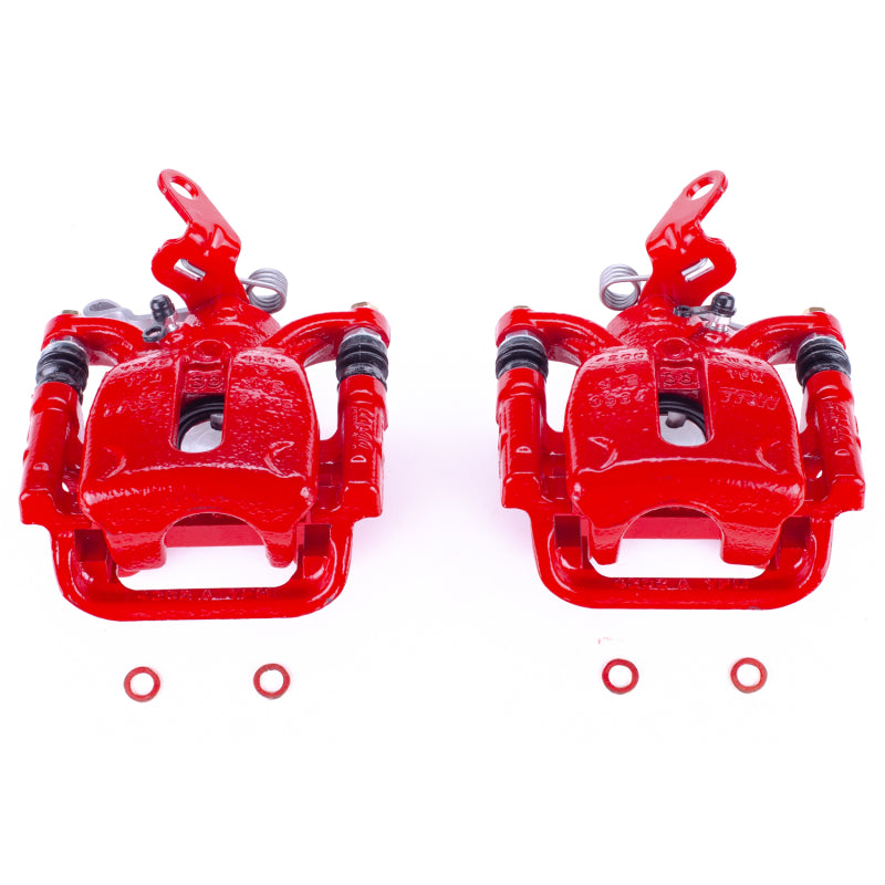 Power Stop 15-18 Volkswagen Golf Rear Red Calipers w/Brackets - Pair Brake Calipers - Perf PowerStop