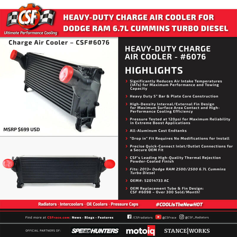 CSF 13-18 Ram 2500 6.7L OEM Intercooler Intercoolers CSF