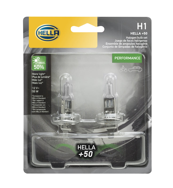 Hella Bulb H1 12V 55W P145S T25 +50 (2) Bulbs Hella