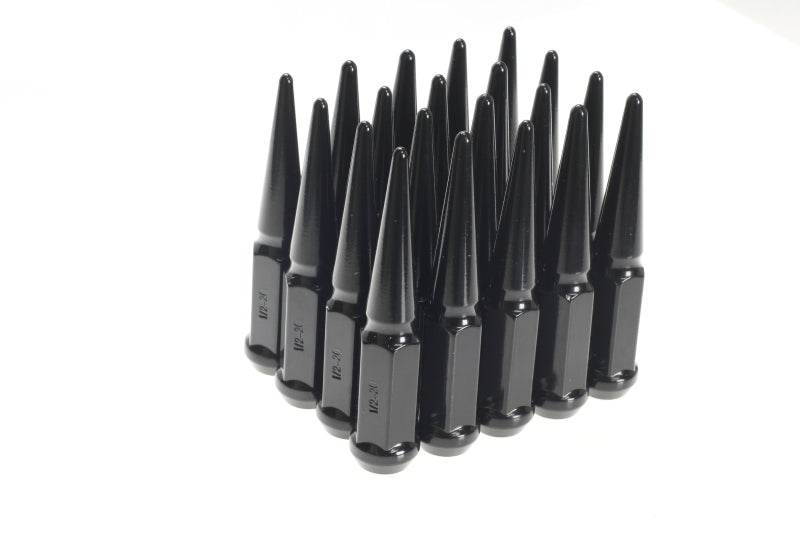 Wheel Mate Twisted Spiked Lug Nuts Set of 24 - Black M14x1.50 Lug Nuts Wheel Mate