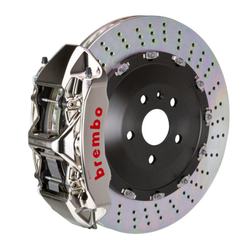 Brembo 04-10 5-Series (Excl. xDrive/M5) Fr GTR BBK 6 Piston Billet 405x34 2pc Rotor Drilled- Nickel Brake Kits - Performance Slot Brembo