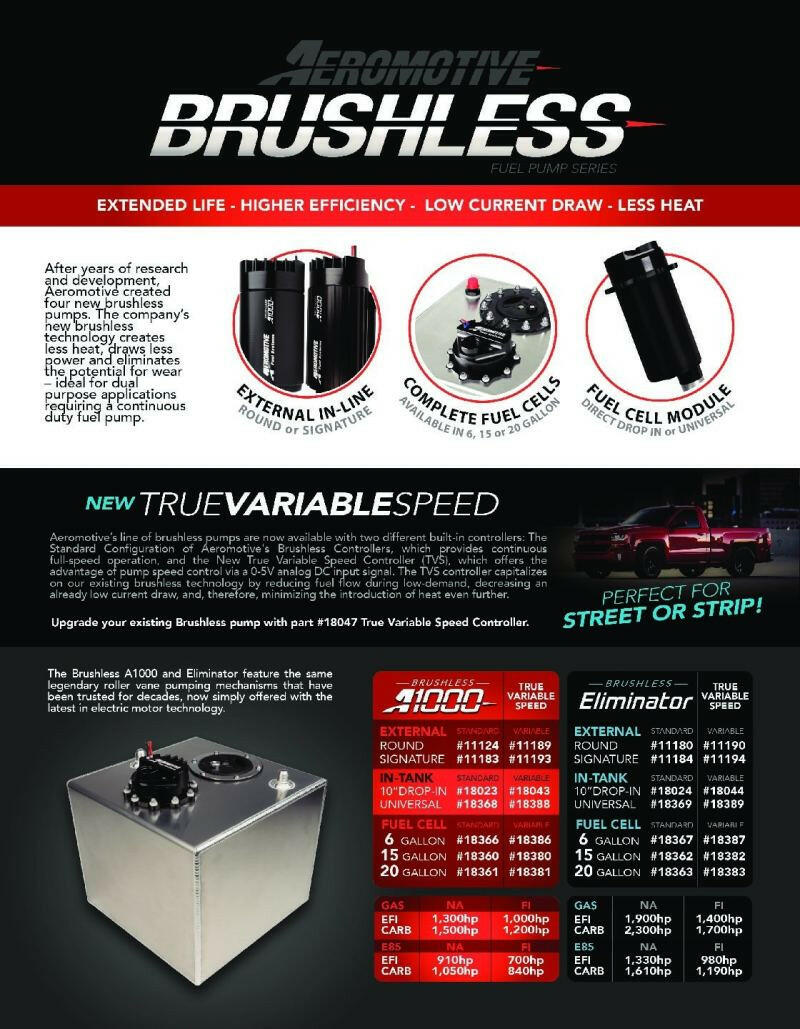 Aeromotive A1000 Brushless External In-Line Fuel Pump Fuel Pumps Aeromotive