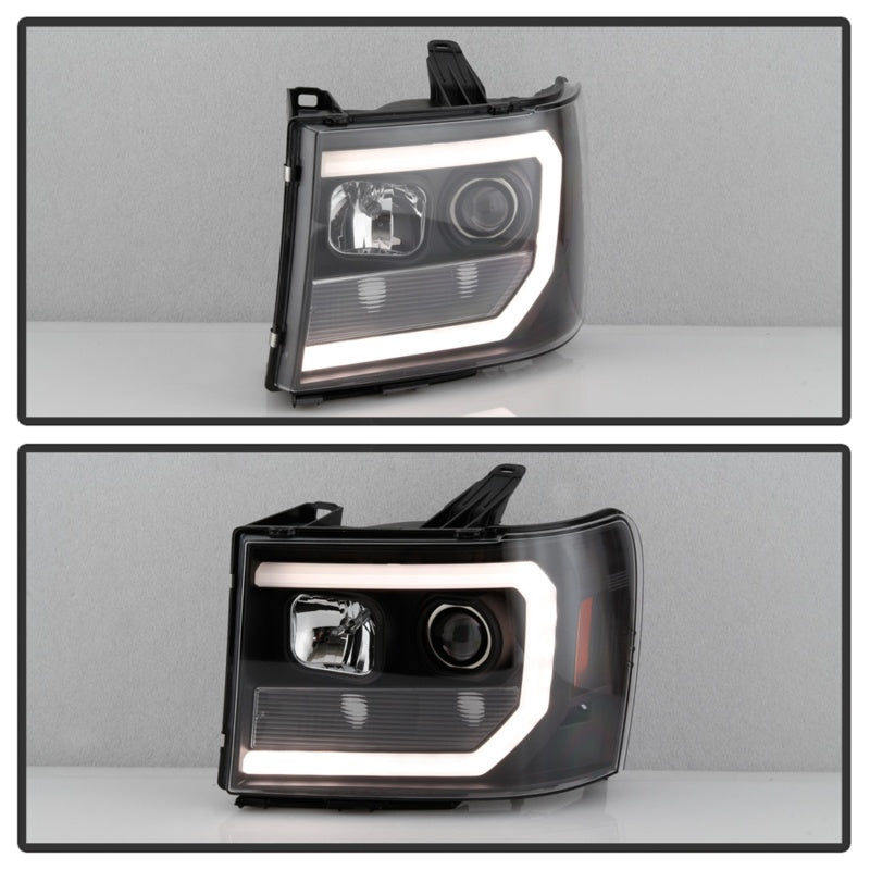 Spyder 07-13 GMC Sierra 1500-3500 Ver 2 Proj Headlights - DRL LED - All Blk PRO-YD-GS07V2-LBDRL-BKV2 Headlights SPYDER
