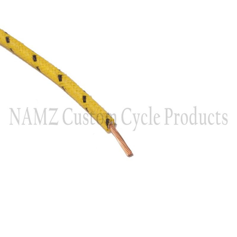 NAMZ OEM Color Cloth-Braided Wire 25ft. Pack 16g - Yellow w/Black Tracer Wire Loom NAMZ