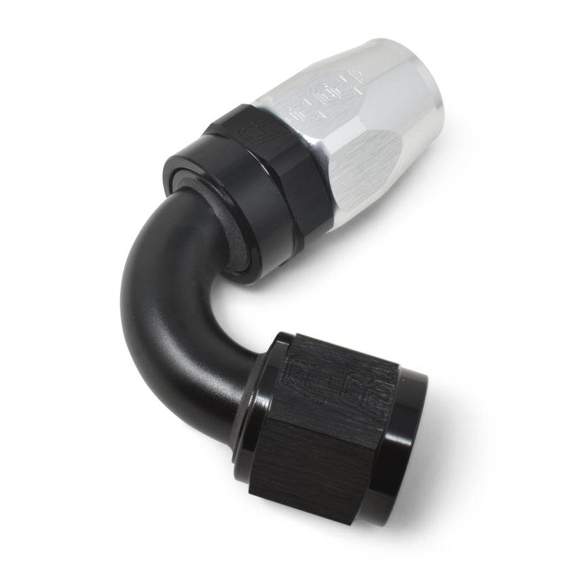 Russell Performance -12 AN Black/Silver 120 Degree Tight Radius Full Flow Swivel Hose End Fittings Russell