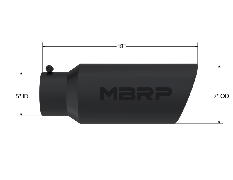 MBRP Universal Tip 7in O.D. Rolled End 5in inlet 18in length Black Tips MBRP