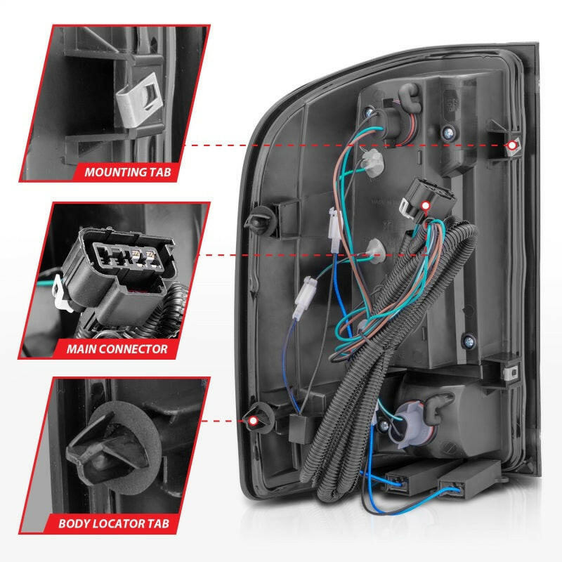 ANZO 2007-2013 Chevrolet Silverado1500/ 2500/ 3500 LED Tail Lights w/ Light Bar Black Housing Smoke Tail Lights ANZO