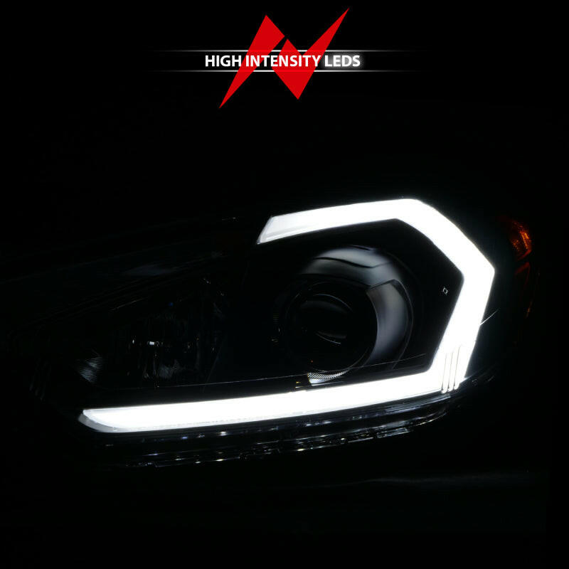 ANZO 2014-2016 Kia Forte Projector Headlights w/ Light Bar Black Housing w/ DRL Headlights ANZO