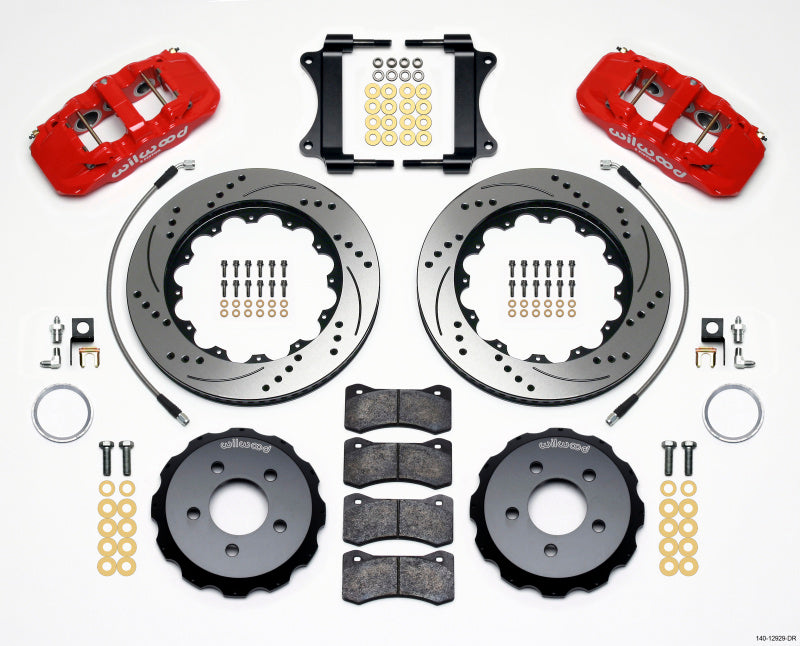 Wilwood AERO6 Front Hat Kit 14.25 Drilled Red 2008-2009 Pontiac G8 w/Lines Big Brake Kits Wilwood