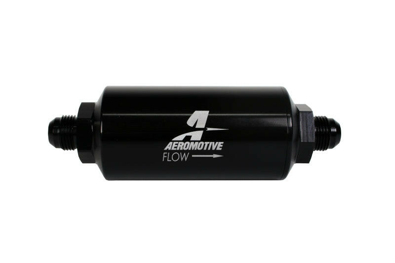 Aeromotive In-Line Filter - AN-08 size Male - 10 Micron Microglass Element - Bright-Dip Black Fuel Filters Aeromotive