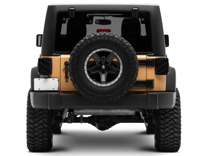 Raxiom 07-18 Jeep Wrangler JK Axial Series Trident LED Tail Lights- Blk Housing (Smoked Lens) Tail Lights Raxiom