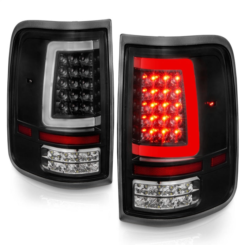 ANZO 2004-2006 Ford F-150 LED Tail Lights w/ Light Bar Black Housing Clear Lens Tail Lights ANZO