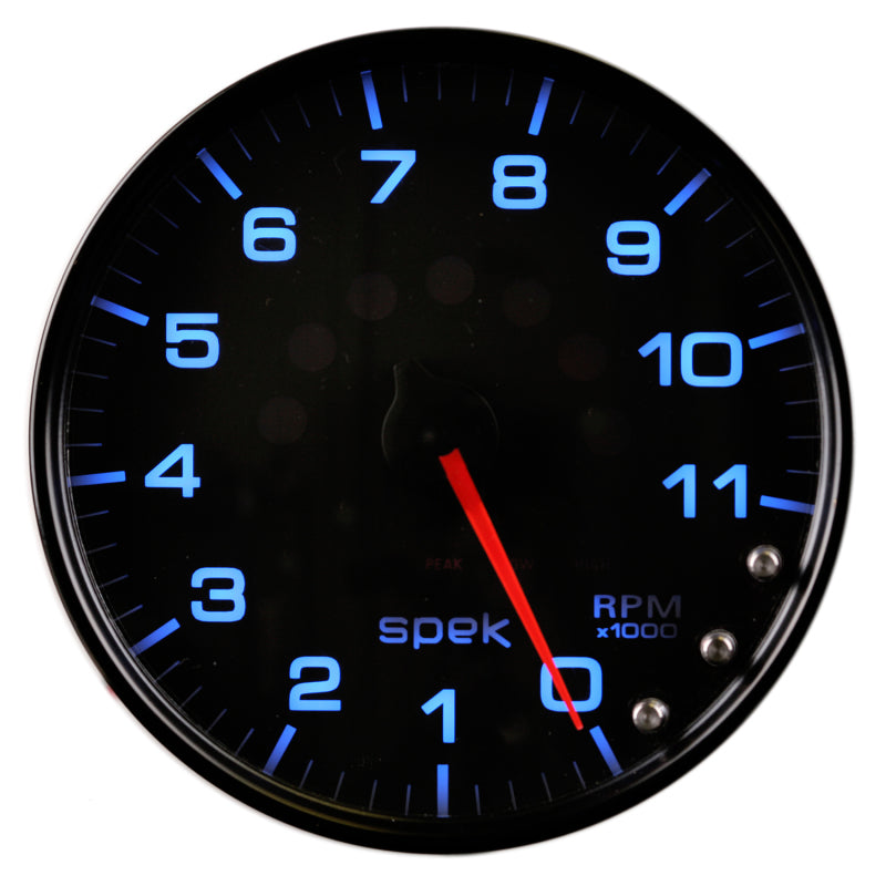 Autometer Spek-Pro Gauge Tachometer 5in 11K Rpm W/Shift Light & Peak Mem Black/Black Gauges AutoMeter
