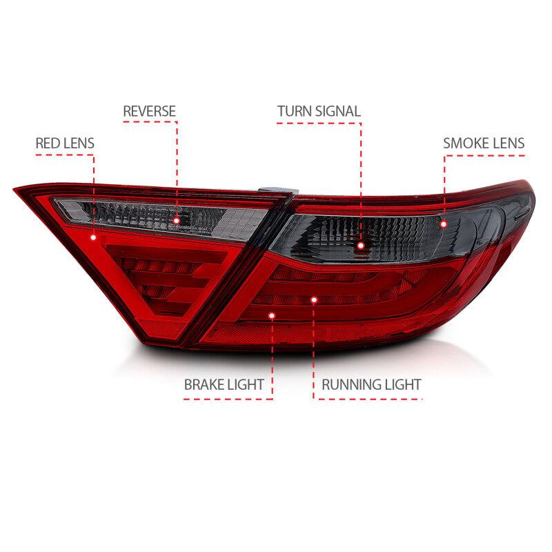 ANZO 2015-2016 Toyota Camry LED Taillights Smoke Tail Lights ANZO