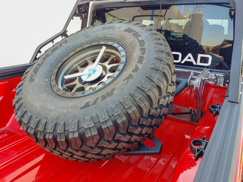 DV8 Offroad 2019+ Jeep Gladiator In-Bed Adjustable Tire Carrier Chase Racks DV8 Offroad