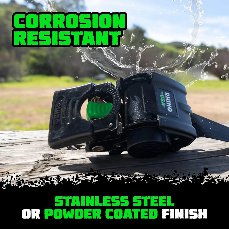 Rhino USA Retractable Transom Straps (2 Pack-Black) Tow Straps Rhino USA