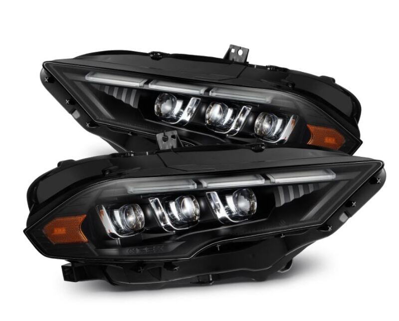 AlphaRex 18-20 Ford Mustang NOVA LED Proj Headlights Black w/Activ Light/Seq Signal/Switch DRL Headlights AlphaRex
