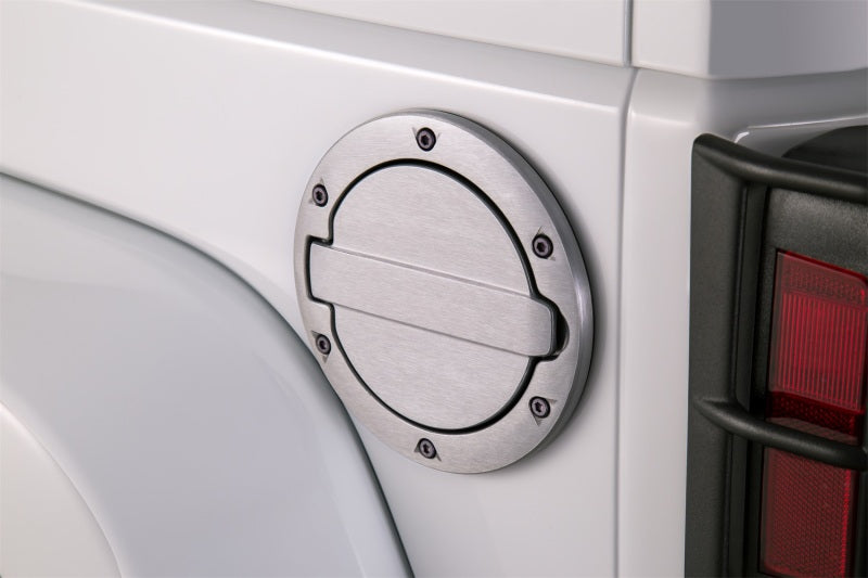 AMP Research 2007-2017 Jeep Wrangler JK 2/4 Door Fuel Door - Brushed Fuel Caps AMP Research