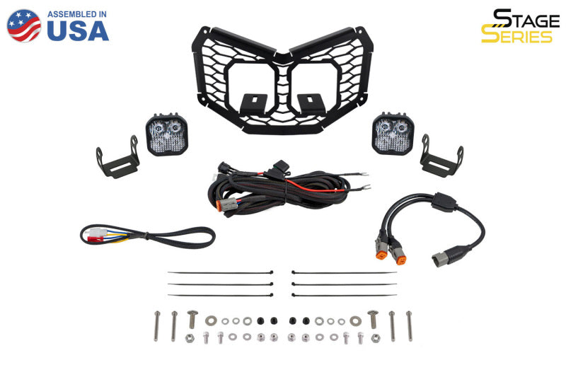 Diode Dynamics 17-24 Can-Am Maverick X3 Stage Series LED Grille Kit Bracket Kit Light Accessories and Wiring Diode Dynamics