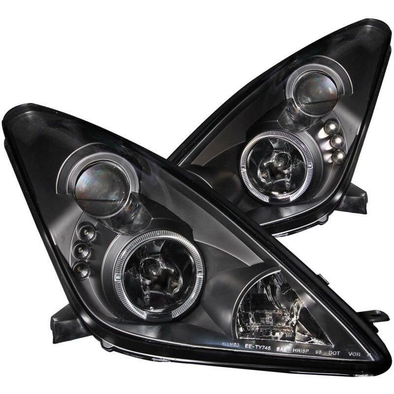 ANZO 2000-2005 Toyota Celica Projector Headlights w/ Halo Black Headlights ANZO