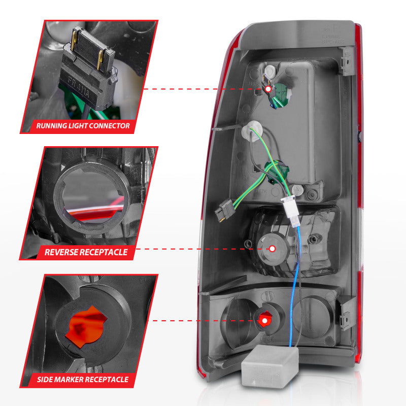 ANZO 2003-2006 Chevrolet Silverado 1500 LED Taillights Red/Clear Tail Lights ANZO