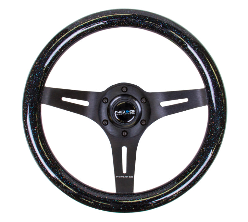 NRG Classic Wood Grain Steering Wheel (310mm) Black Sparkle w/Blk 3-Spoke Center Steering Wheels NRG