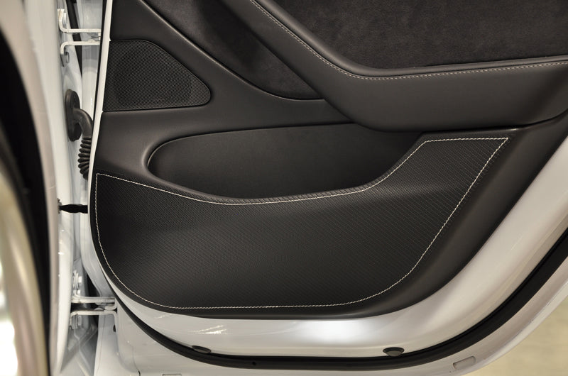 Revel GT Design Kick Panel Cover (White Stitch) 16-19 Tesla Model 3 - 4 Pieces Door Panels Revel